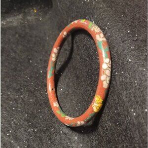 Vintage Cloisonne floral bangle bracelet